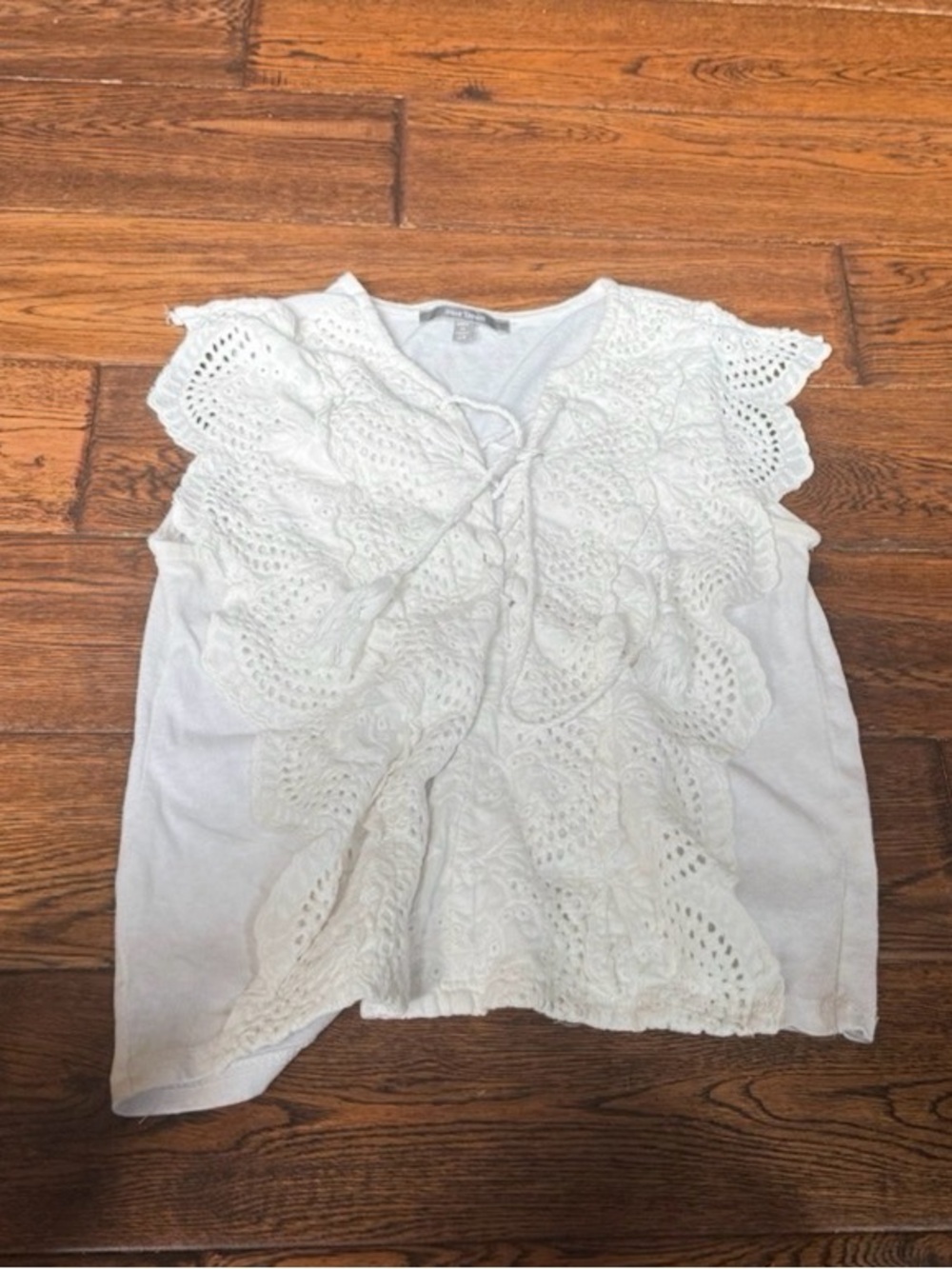 White Crochet Tie-Front Tank Top